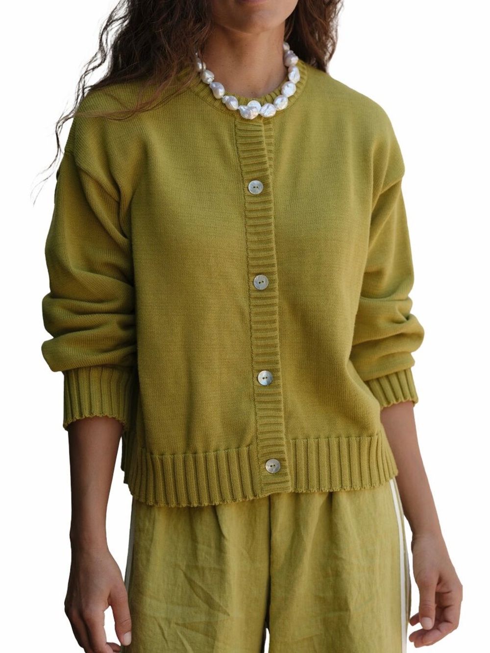 DONNI. Pistachio green cardigan sweater small